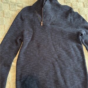 Express Men's Dark Navy Zip-Neck Sweater